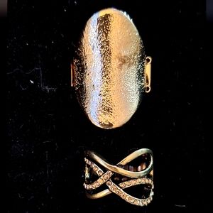 NEW WOMEN'S RHINESTONE RINGS LOT OF 2-  One Size Fits All... BLING BLING